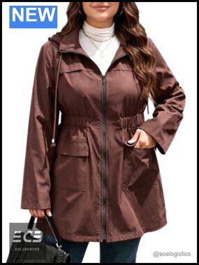 Womens Plus Size Military Anorak Jacket Zip Up Hooded Windbreaker